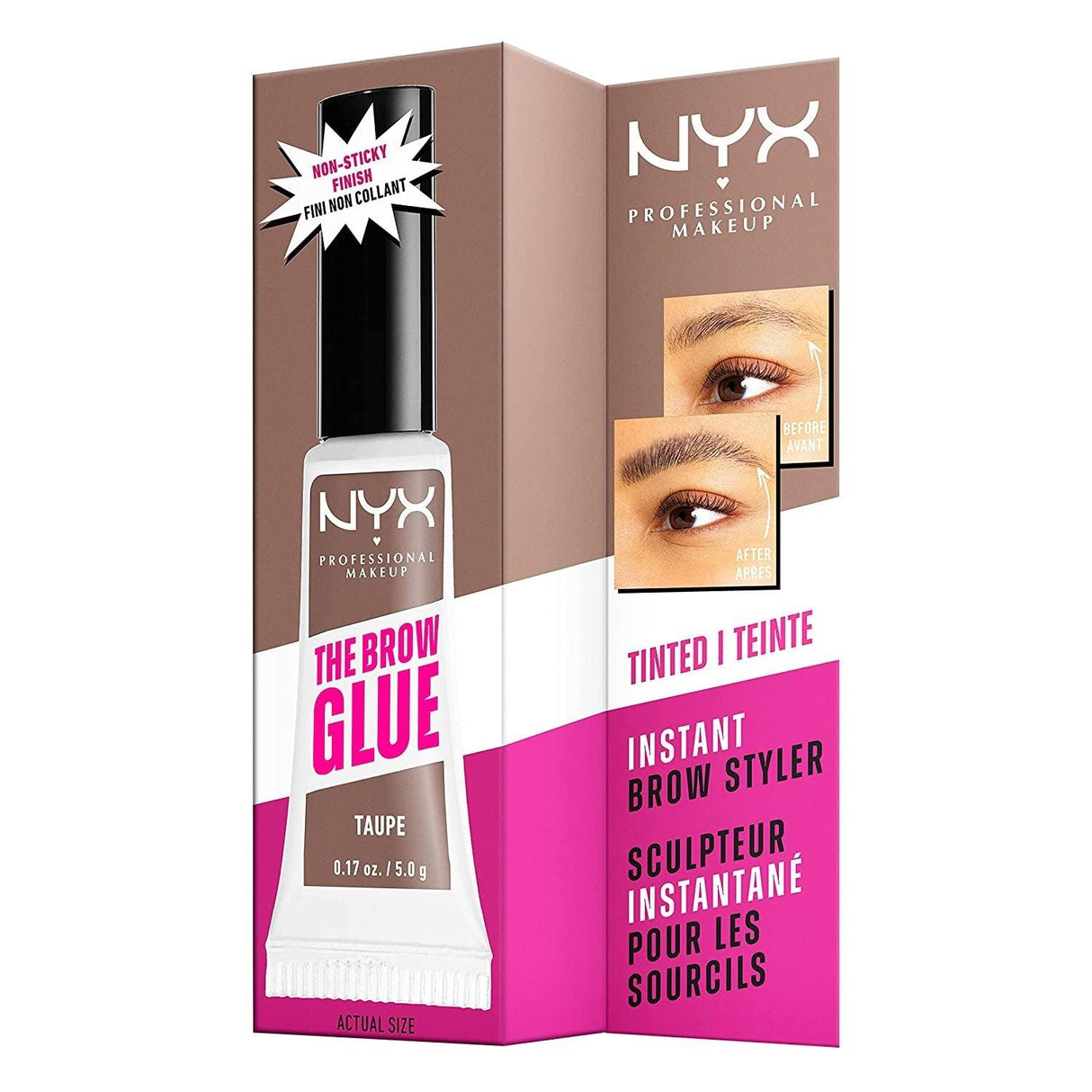 NYX PROFESSIONAL MAKEUP the Brow Glue, Extreme Hold Tinted Eyebrow Gel - Taupe - Supply Center USA