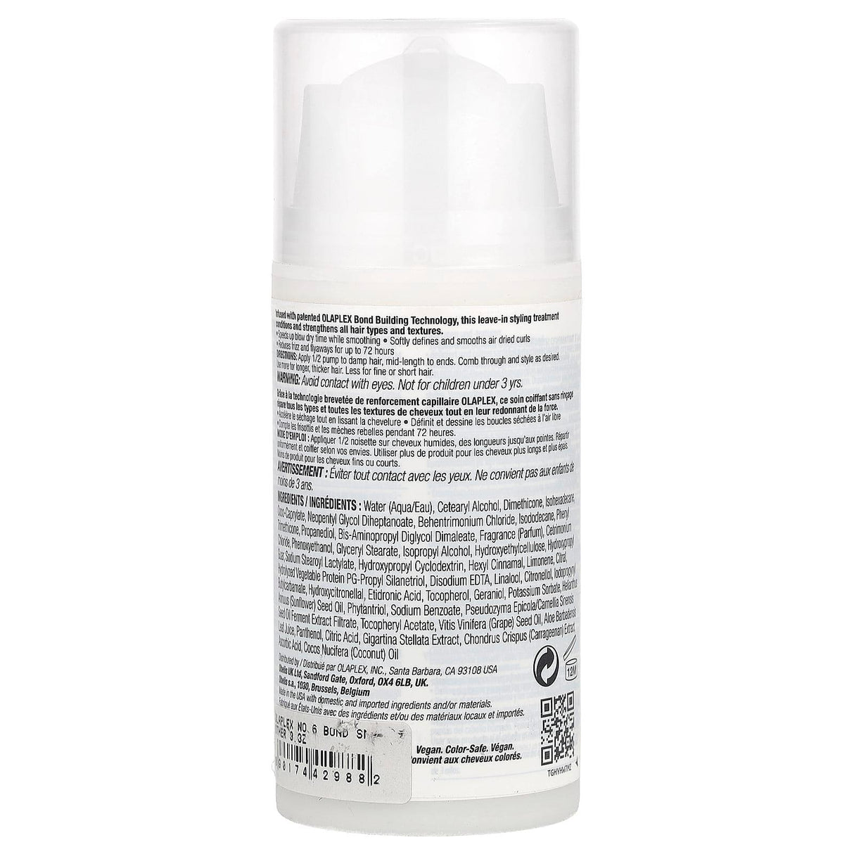 Olaplex, No. 6 Bond Smoother®, Leave-in Styling Treatment, 3.3 fl oz (100 ml) - Supply Center USA