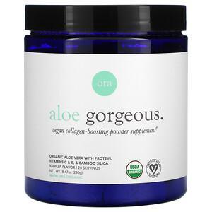 Ora, Aloe Gorgeous, Vegan Collagen-Boosting Powder Supplement, Vanilla , 8.47 oz (240 g) - Supply Center USA