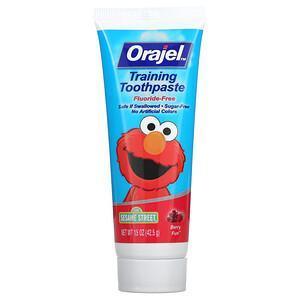 Orajel, Elmo Training Toothpaste, Fluoride-Free, 3 Months to 4 Years, Berry Fun, 1.5 oz (42.5 g) - Supply Center USA