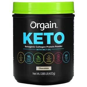 Orgain, Keto, Ketogenic Collagen Protein Powder with MCT Oil, Chocolate, 0.88 lb (400 g) - Supply Center USA