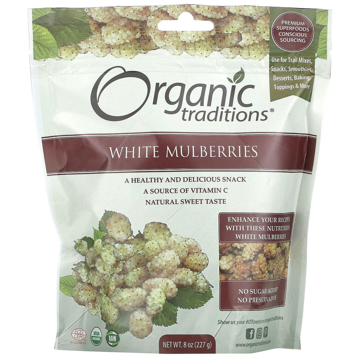 Organic Traditions, Black Mulberries, 8 oz (227 g) - Supply Center USA