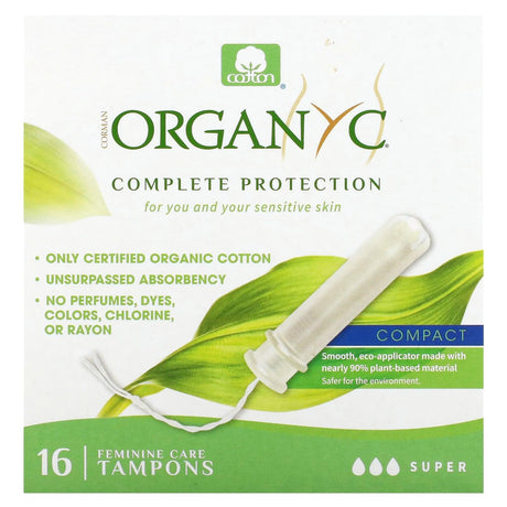 Organyc, Organic Tampons, Compact, Super, 16 Tampons - Supply Center USA