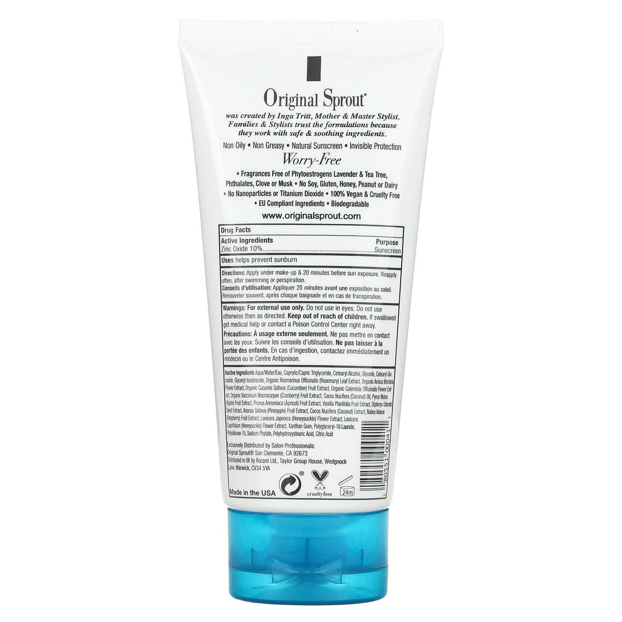 Original Sprout Inc, Worry-Free Sunscreen, Face & Body, SPF 27, 3 fl oz (90 ml) - Supply Center USA