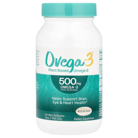 Ovega-3, Plant-Based Omega-3, 500 mg, 60 Mini Softgels (250 mg per Softgel) - Supply Center USA