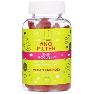 Pacifica, Beauty Gummies, #No Filter, Skin Focused, Watermelon Flavor, 60 Gummies - Supply Center USA