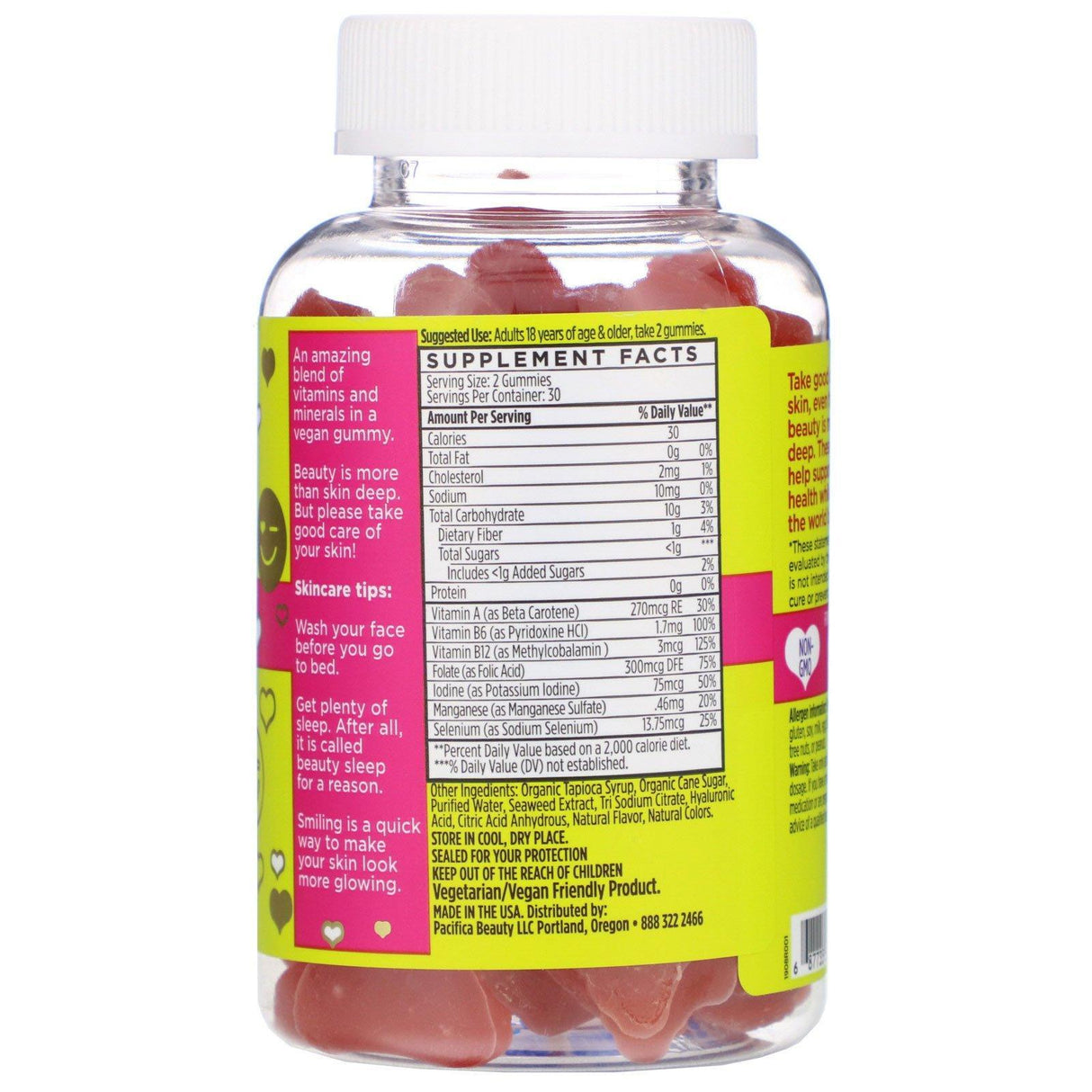 Pacifica, Beauty Gummies, #No Filter, Skin Focused, Watermelon Flavor, 60 Gummies - Supply Center USA