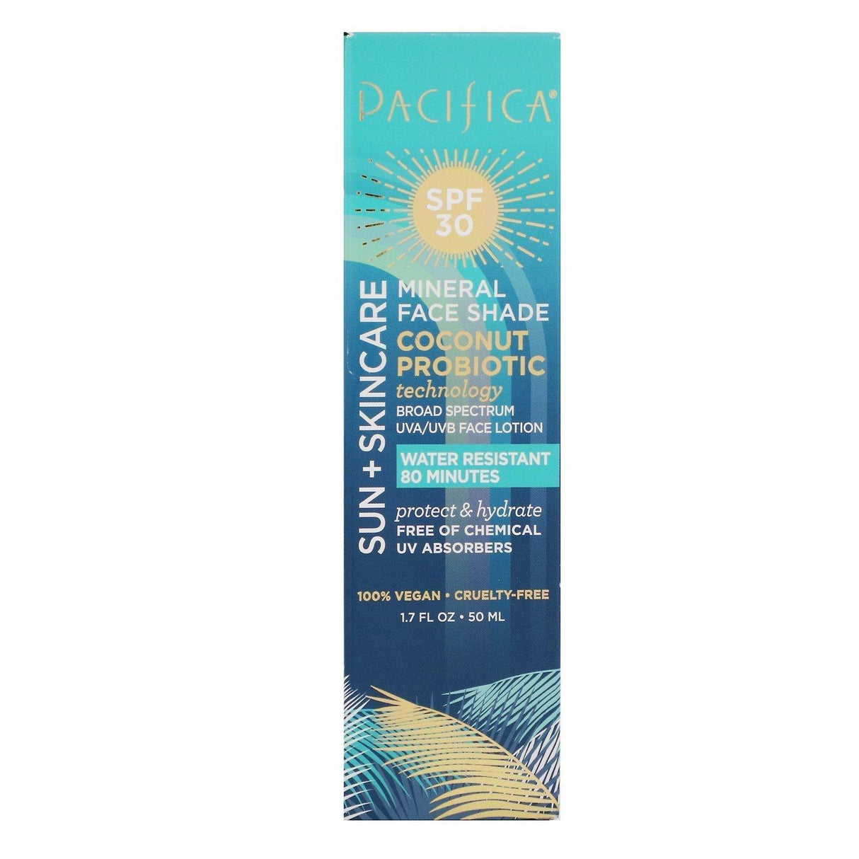 Pacifica, Sun + Skincare, Mineral Face Shade, SPF 30, Coconut Probiotic Technology, 1.7 fl oz (50 ml) - Supply Center USA