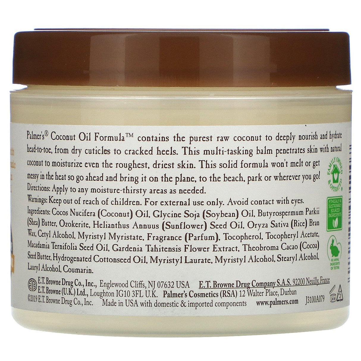 Palmer's, Coconut Oil Formula, Coconut Oil Balm, 3.5 oz (100 g) - Supply Center USA