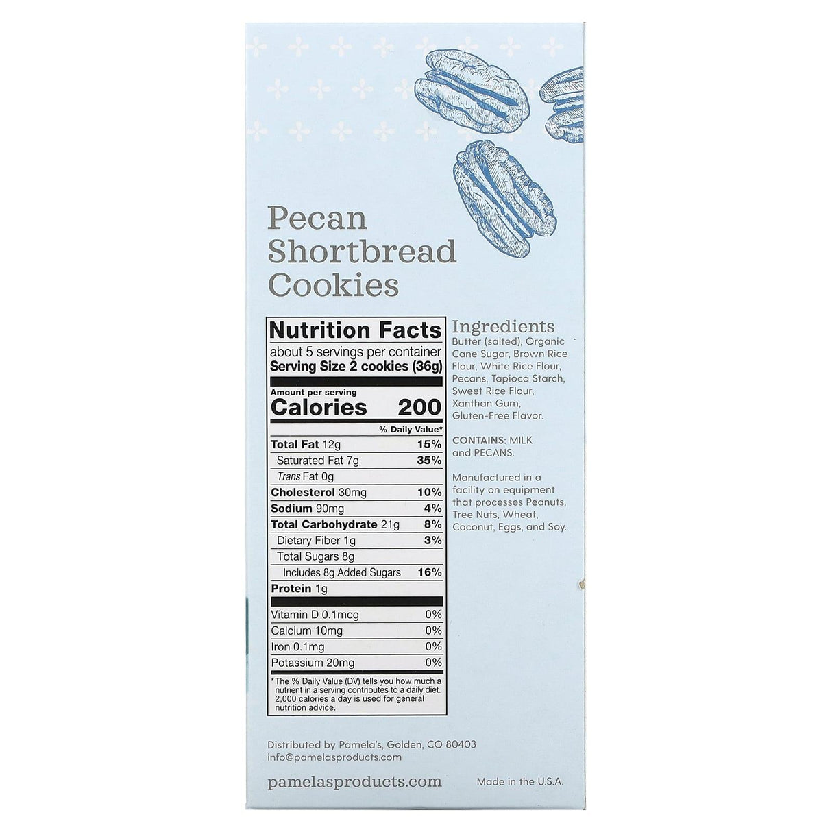 Pamela's Products, Shortbread Cookies, Pecan, 6.25 oz (177 g) - Supply Center USA