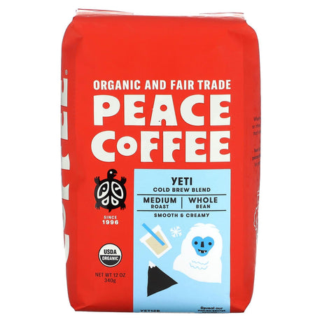 Peace Coffee, Organic Yeti, Cold Brew Blend, Whole Bean, Medium Roast, 12 oz (340 g) - Supply Center USA