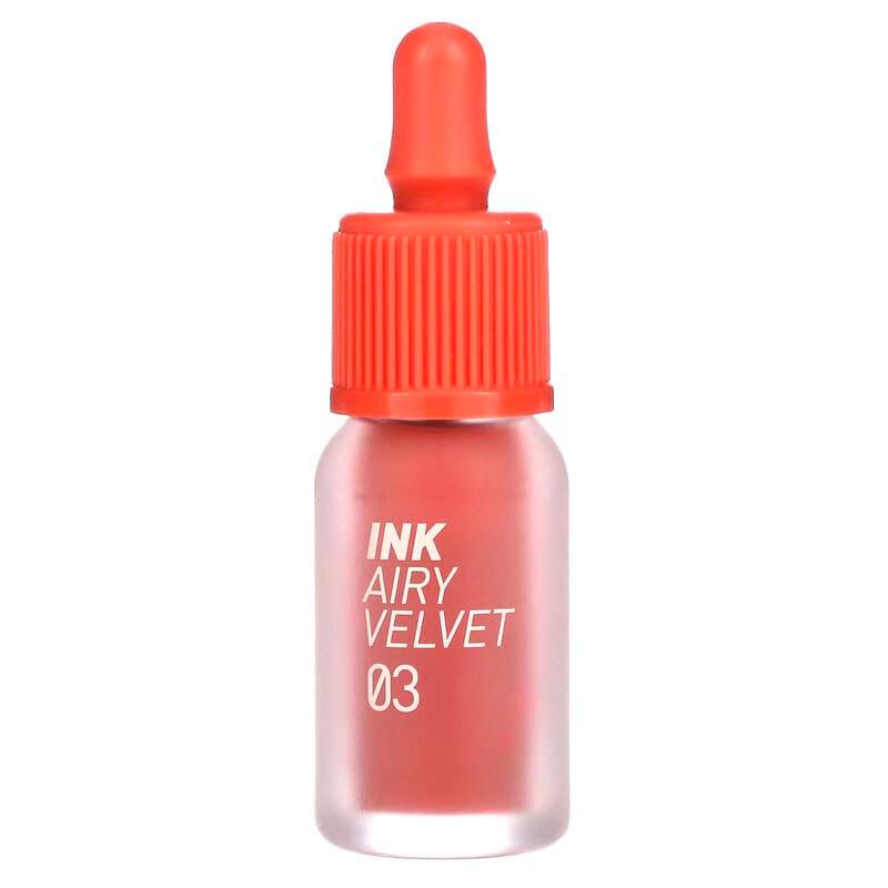 Peripera, Ink Airy Velvet Lip Tint, 03 Cartoon Coral, 0.14 oz (4 g) - Supply Center USA