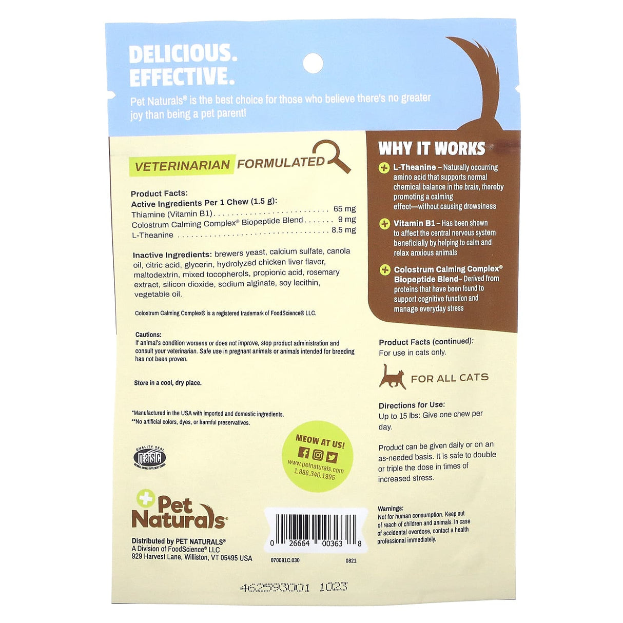 Pet Naturals, Calming, For Cats, All Sizes, 30 Chews, 1.59 oz (45 g) - Supply Center USA