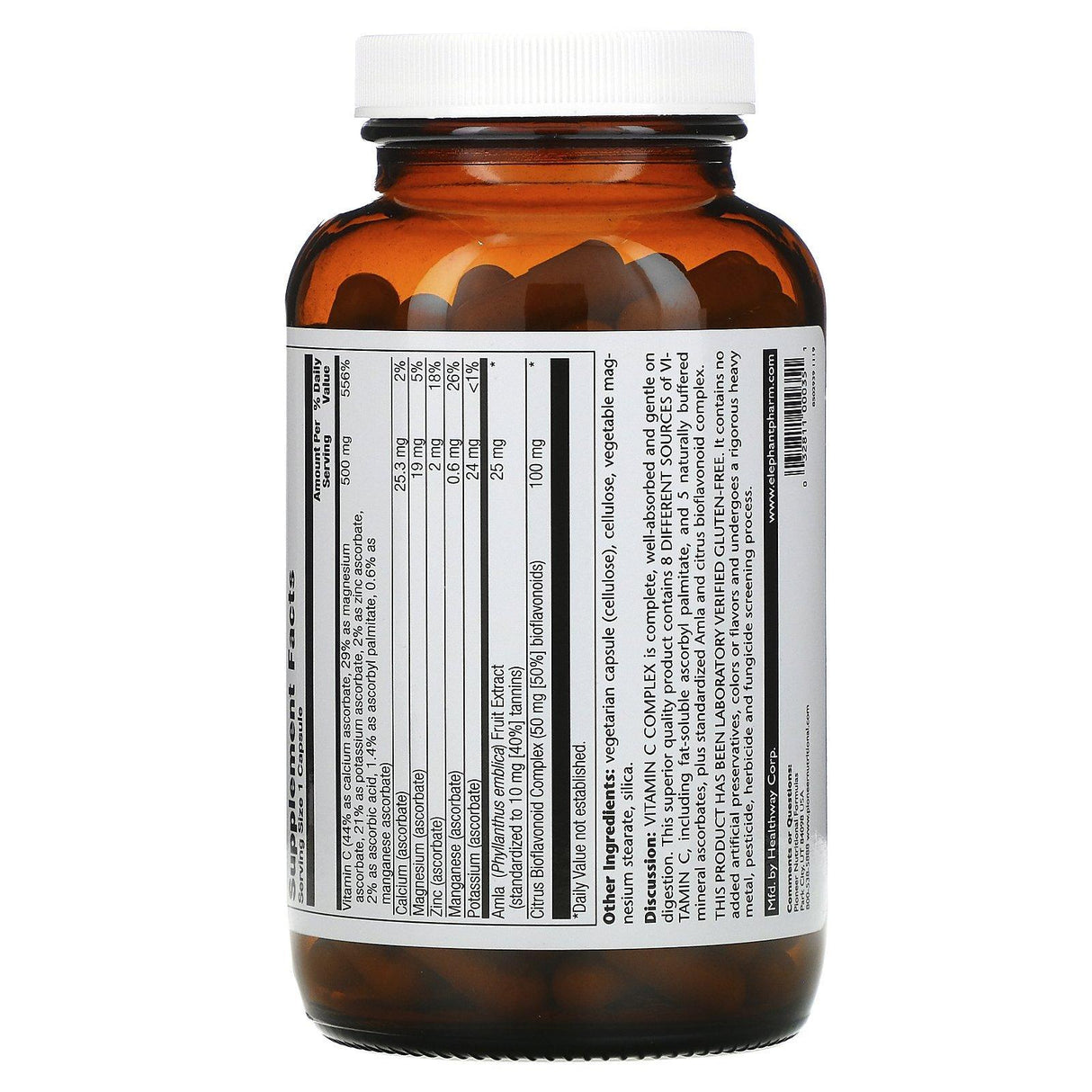 Pioneer Nutritional Formulas, Vitamin C Complex, 500 mg, 180 Vegetarian Capsules - Supply Center USA