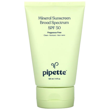 Pipette, Mineral Sunscreen Broad Spectrum, SPF 50, 4 fl oz (120 ml) - Supply Center USA