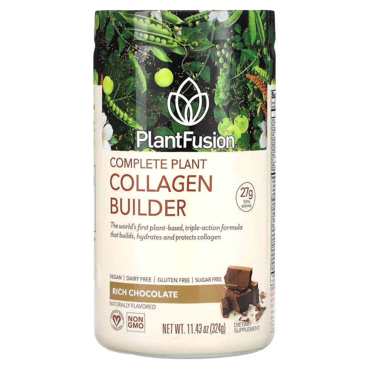 PlantFusion, Complete Plant Collagen Builder, Rich Chocolate, 11.43 oz (324 g) - Supply Center USA