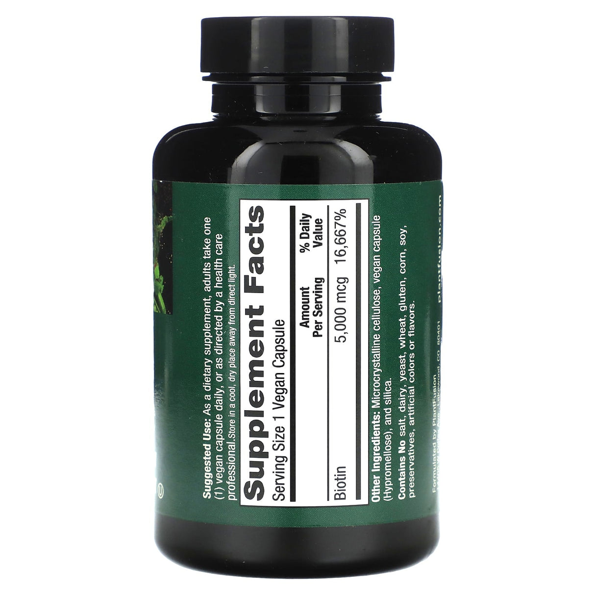 PlantFusion, Vegan Biotin, 5,000 mcg, 120 Vegan Capsules - Supply Center USA