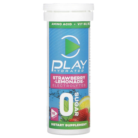 Play Hydrated, Electrolytes, Strawberry Lemonade, 10 Tablets - Supply Center USA