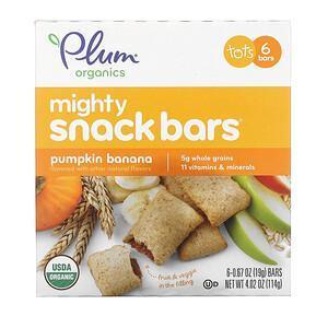 Plum Organics, Mighty Snack Bars, Tots, Pumpkin Banana, 6 Bars, 0.67 oz (19 g) Each - Supply Center USA