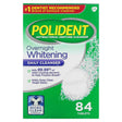 Polident, Antibacterial Denture Cleanser, Overnight Whitening Daily Cleanser, Triple Mint, 84 Tablets - Supply Center USA