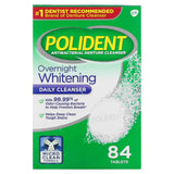 Polident, Antibacterial Denture Cleanser, Overnight Whitening Daily Cleanser, Triple Mint, 84 Tablets - Supply Center USA