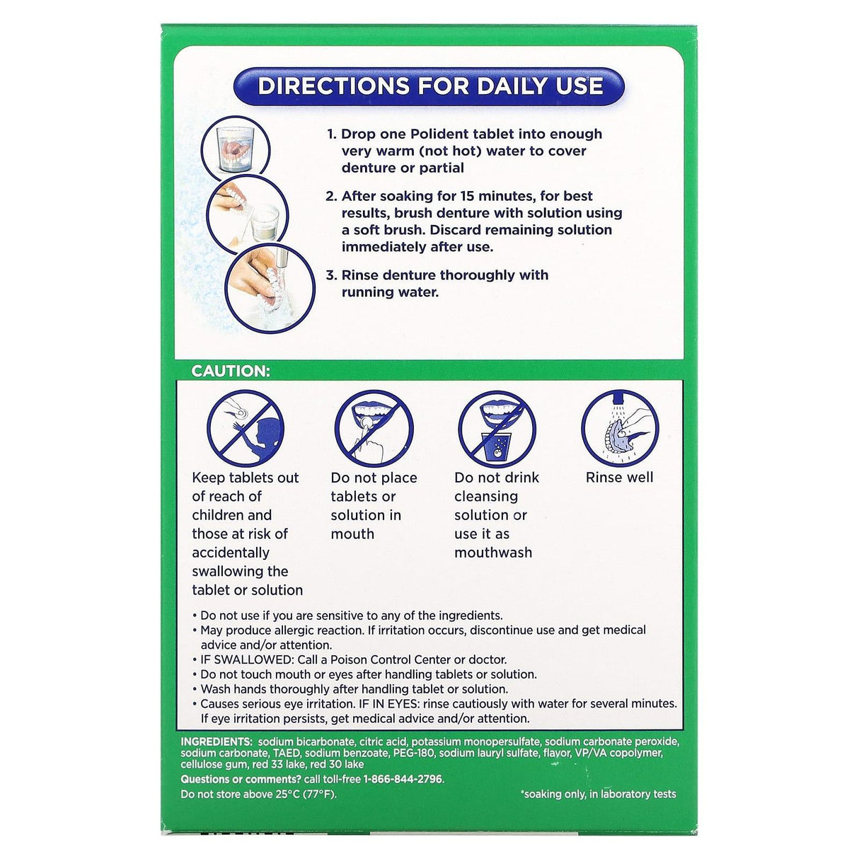 Polident, Antibacterial Denture Cleanser, Smokers Daily Cleanser, 84 Tablets - Supply Center USA