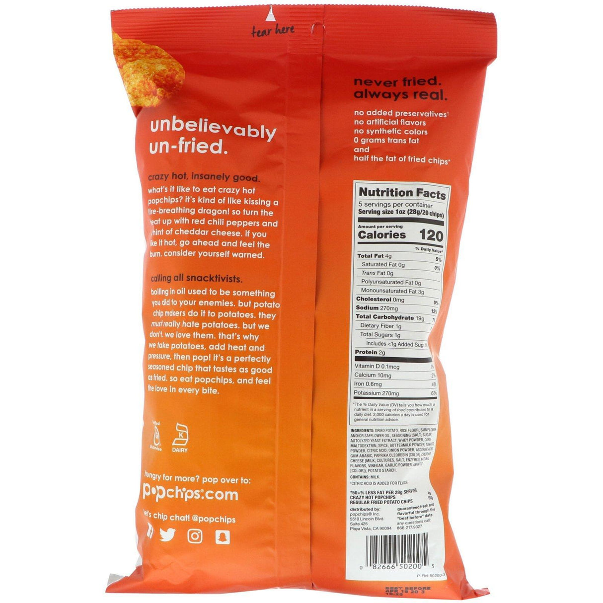 Popchips, Potato Chips, Crazy Hot, 5 oz (142 g) - Supply Center USA