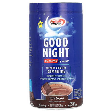 Premier Protein, Good Night, Protein Hot Cocoa Mix, Cozy Cocoa, 11.6 oz (330 g) - Supply Center USA