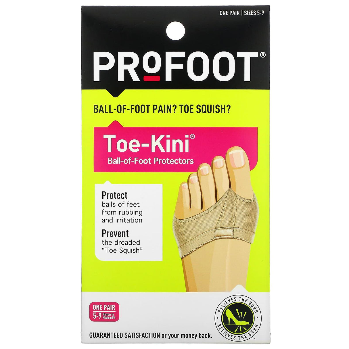 Profoot, Toe-Kini, Ball-Of-Foot Protectors, Sizes 5-9, 1 Pair - Supply Center USA