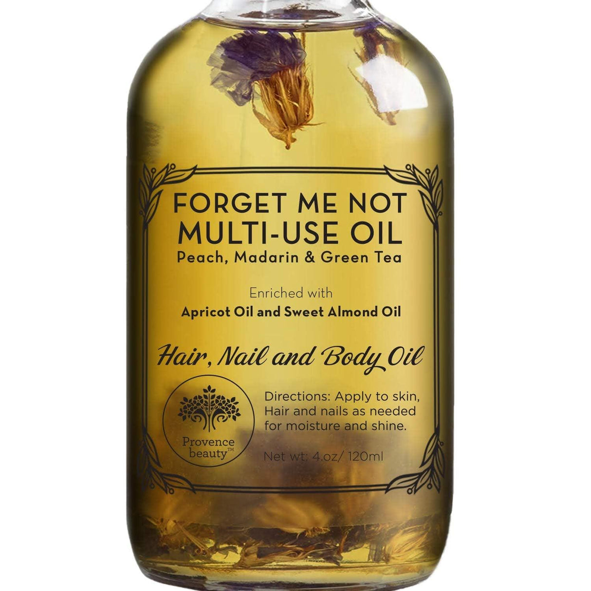 Provence Multi-Use Face, Body & Hair Oil - Hydrates Skin, Restores Shine - with Apricot, Coconut Oil & Vitamin E - 4 Fl Oz - Supply Center USA