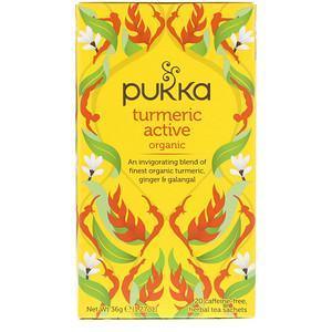 Pukka Herbs, Organic Turmeric Active, Caffeine Free, 20 Herbal Tea Sachets, 1.27 oz (36 g) - Supply Center USA