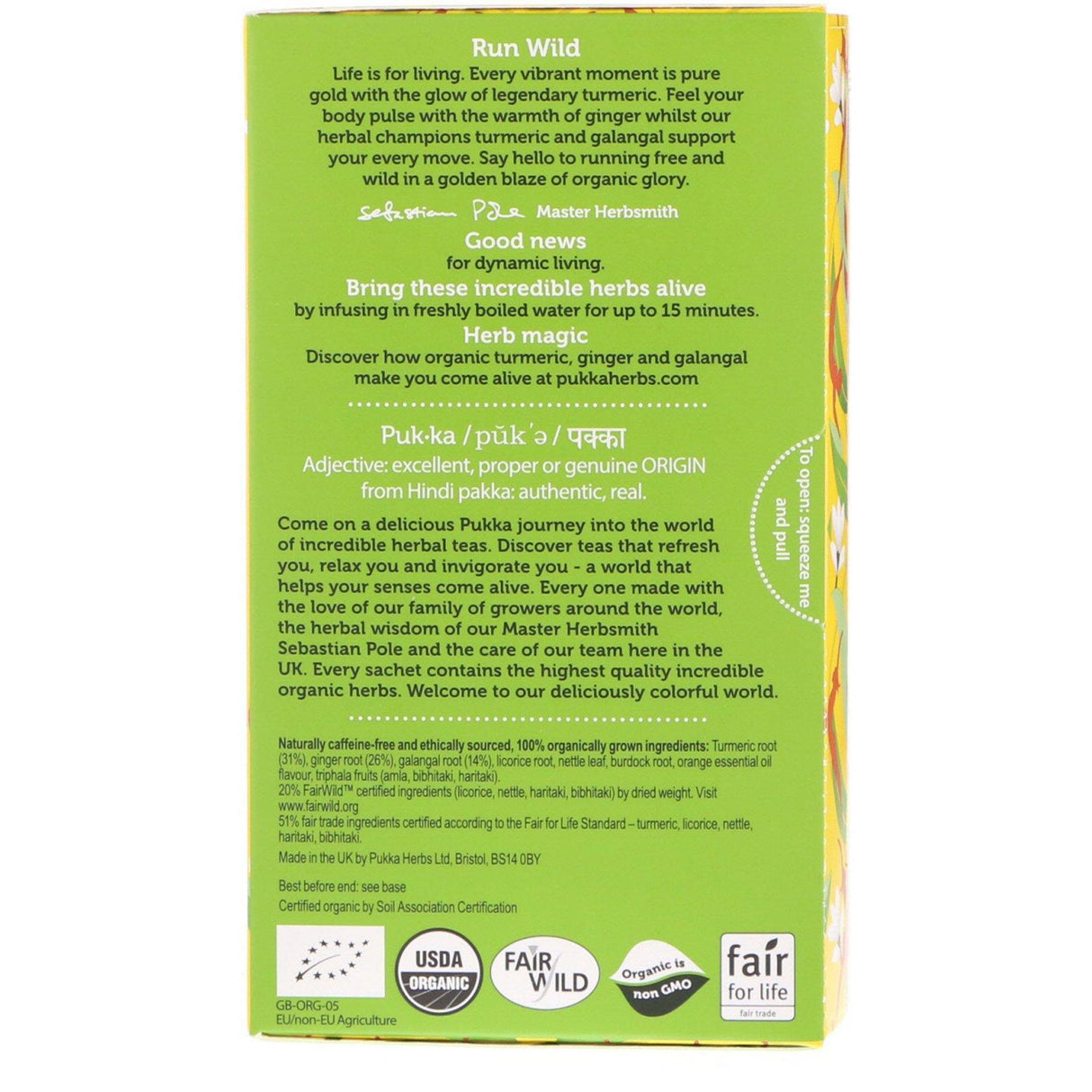 Pukka Herbs, Organic Turmeric Active, Caffeine Free, 20 Herbal Tea Sachets, 1.27 oz (36 g) - Supply Center USA