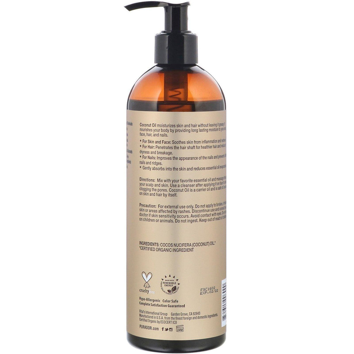 Pura D'or, Professional, Fractionated Coconut Oil, 16 fl oz (473 ml) - Supply Center USA