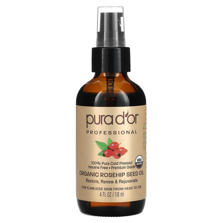 Pura D'or, Professional, Organic Rosehip Seed Oil, 4 fl oz (118 ml) - Supply Center USA