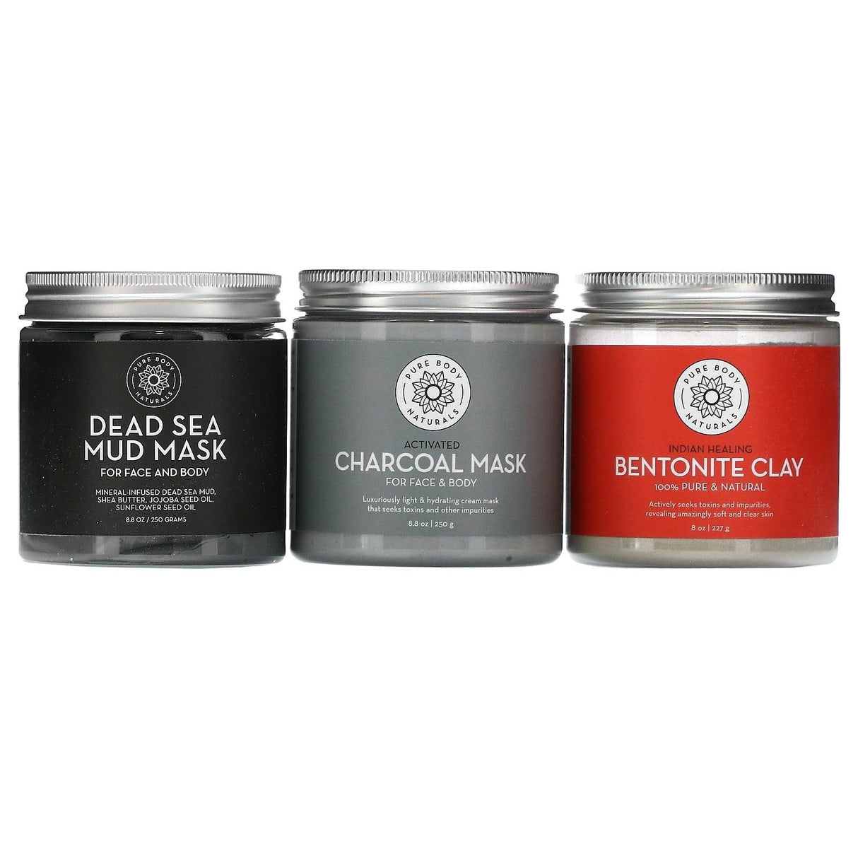 Pure Body Naturals, Natural Face Beauty Mask Collection, 3 Piece Set - Supply Center USA