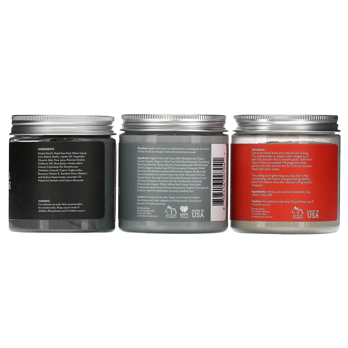 Pure Body Naturals, Natural Face Beauty Mask Collection, 3 Piece Set - Supply Center USA