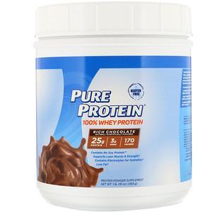 Pure Protein, 100% Whey Protein, Rich Chocolate, 1 lb (453 g) - Supply Center USA