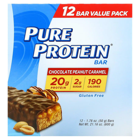 Pure Protein, Protein Bar, Chocolate Peanut Caramel, 12 Bars, 1.76 oz (50 g) Each - Supply Center USA