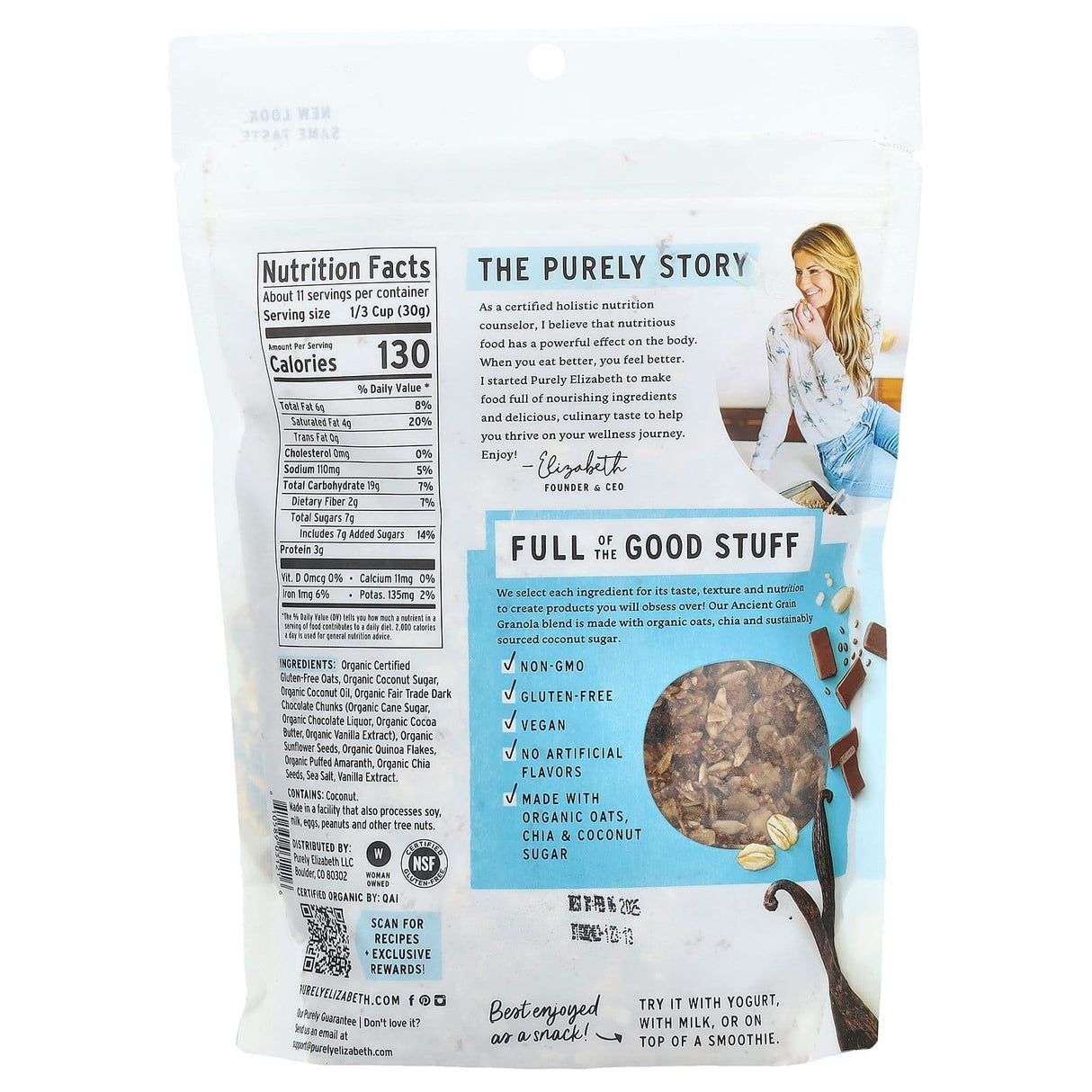 Purely Elizabeth, Ancient Grain Granola, Vanilla Chocolate Chip, 12 oz (340 g) - Supply Center USA