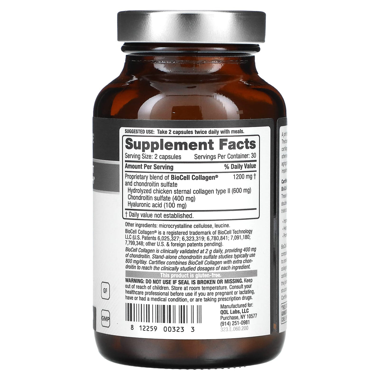 Quality of Life Labs, Cartiflex with Collagen, HA & Chondroitin, 60 Capsules - Supply Center USA