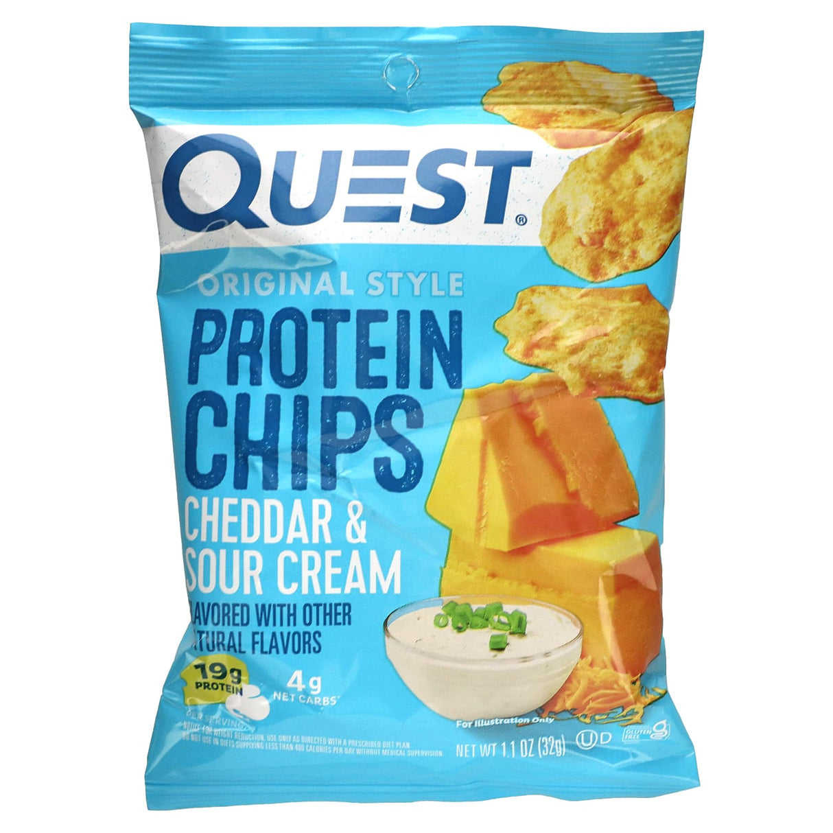 Quest Nutrition, Original Style Protein Chips, Sour Cream & Onion, 8 Bags, 1.1 oz (32 g) Each - Supply Center USA