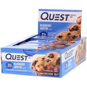 Quest Nutrition, Protein Bar, Blueberry Muffin, 12 Bars, 2.12 oz (60 g) Each - Supply Center USA