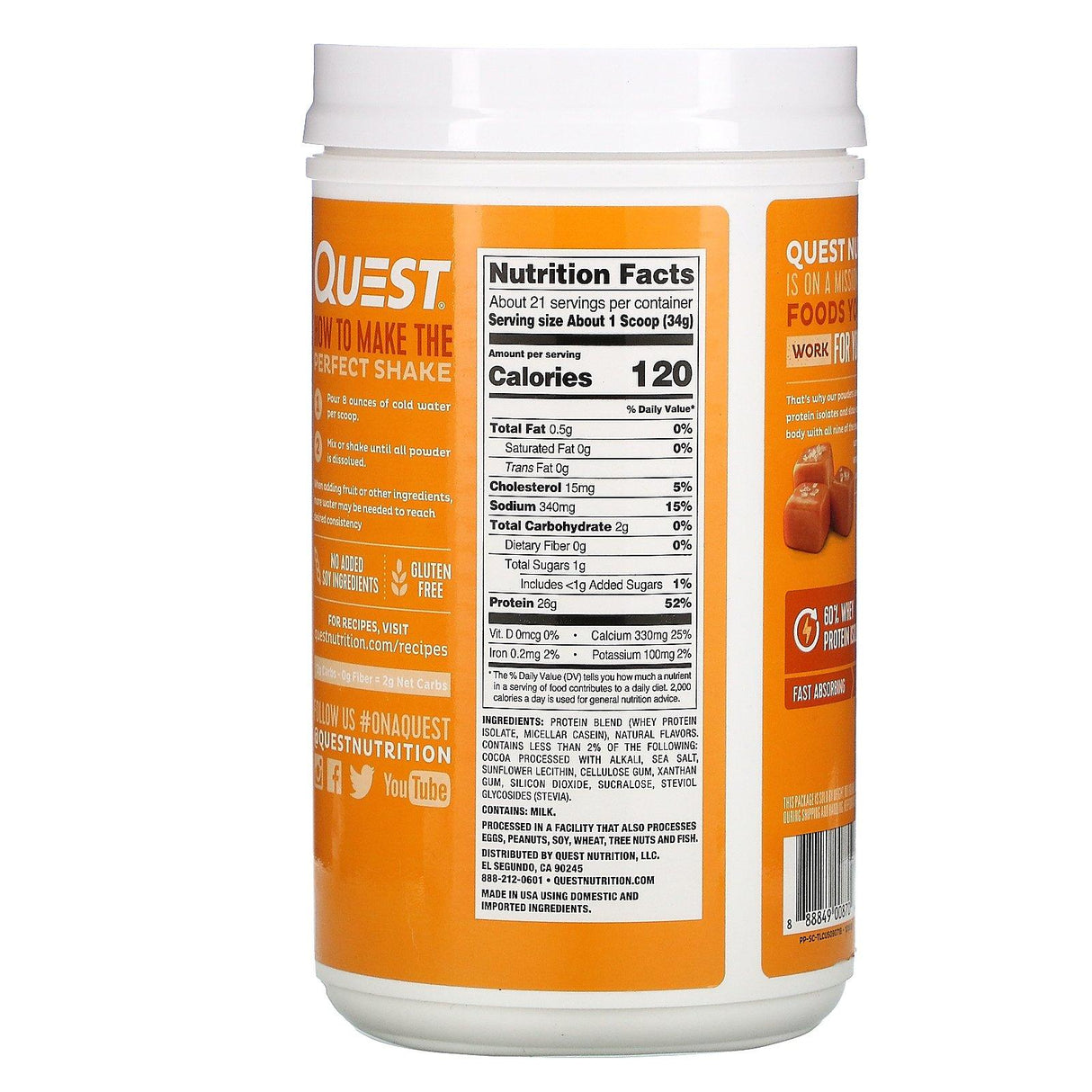 Quest Nutrition, Protein Powder, Salted Caramel, 1.6 lb (726 g) - Supply Center USA
