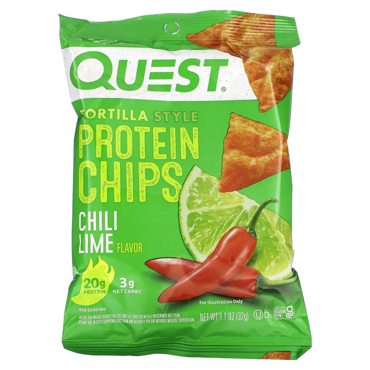 Quest Nutrition, Tortilla Style Protein Chips, Hot & Spicy, 8 Bags, 1.1 oz (32 g) Each - Supply Center USA