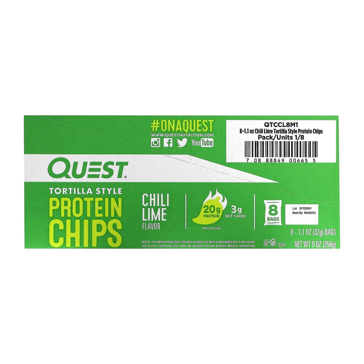 Quest Nutrition, Tortilla Style Protein Chips, Hot & Spicy, 8 Bags, 1.1 oz (32 g) Each - Supply Center USA