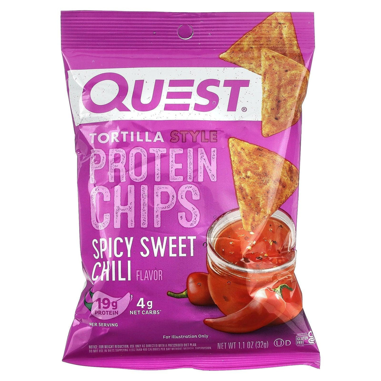 Quest Nutrition, Tortilla Style Protein Chips, Hot & Spicy, 8 Bags, 1.1 oz (32 g) Each - Supply Center USA