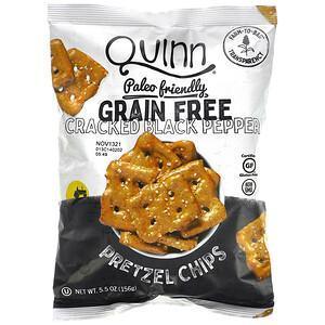 Quinn Popcorn, Pretzel Chips, Grain Free, Cracked Black Pepper, 5.5 oz (156 g) - Supply Center USA