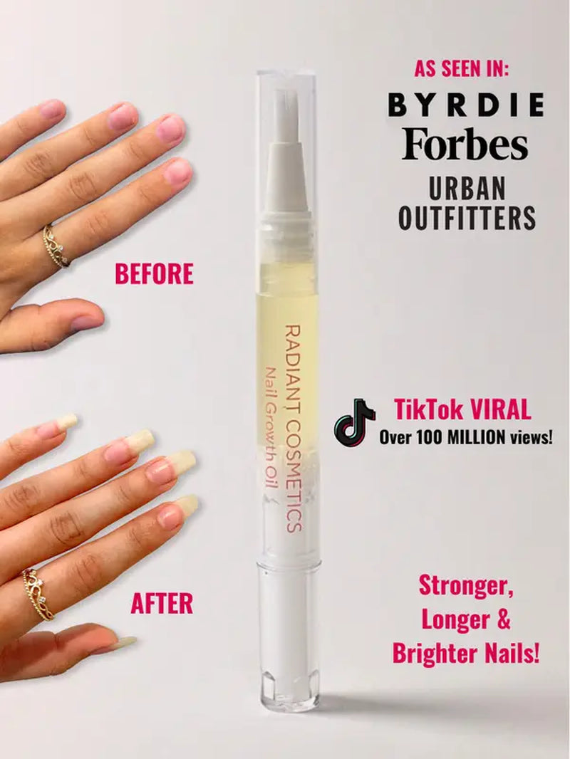 Radiant Cosmetics Nail Growth Oil - Moisturizing, Growth, Strengthening, and Brightening Formula with Vitamins and Fatty Acids for Overall Nail Health Moisture Nail Care - Supply Center USA