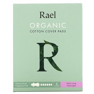 Rael, Organic Cotton Cover Pads, Extra Long Overnight, 6 Count - Supply Center USA