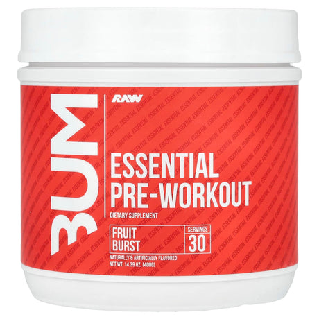 Raw Nutrition, Bum, Essential Pre-Workout, Fruit Burst, 14.39 oz (408 g) - Supply Center USA